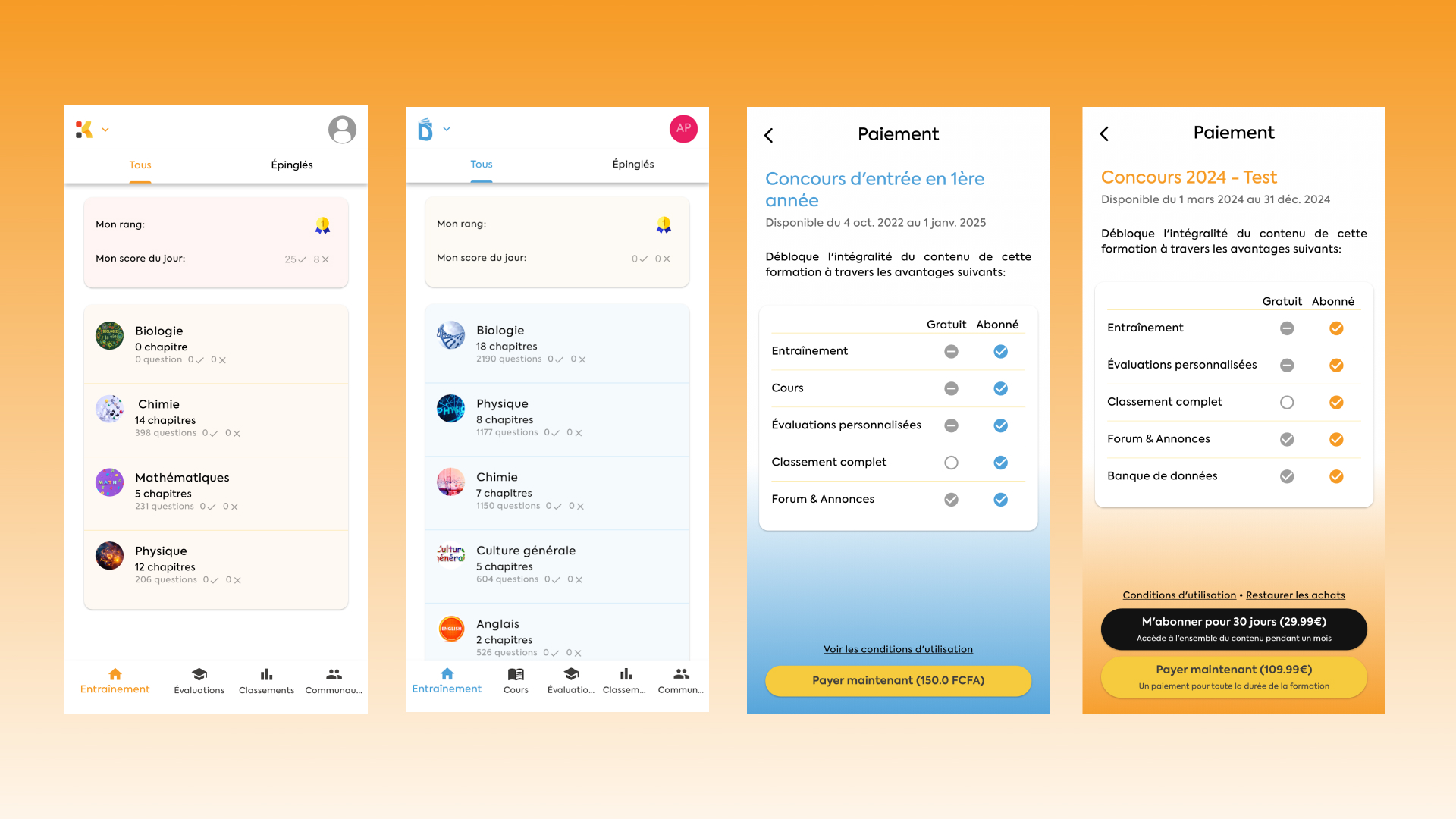 Différences entre les applications